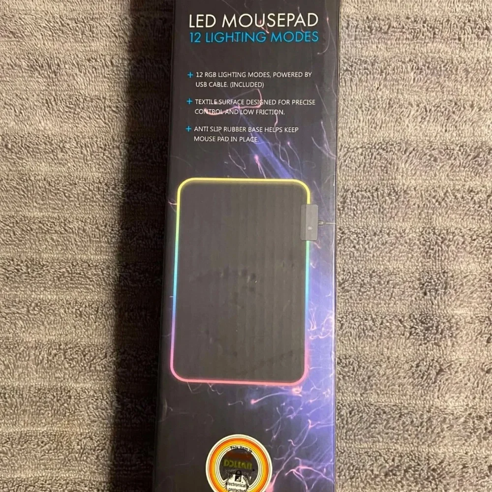 RGB Gaming Mousepad - Black with Multi-Color Edge Lighting